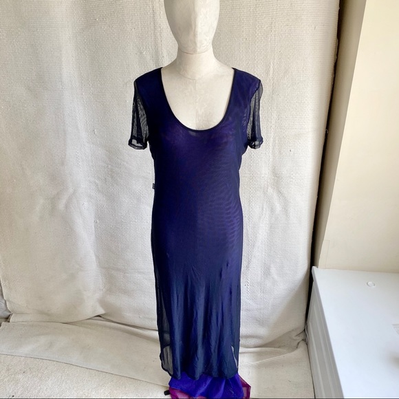 Moschino 90s OS Fishnet Mesh Gothic Punk Dress - Picture 7 of 10